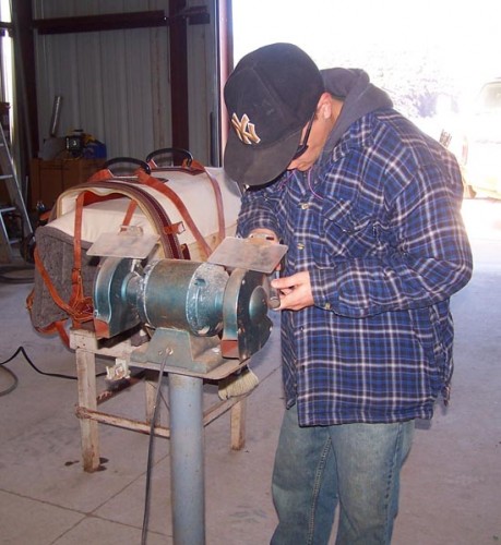 Derek Using a Bench Grinder