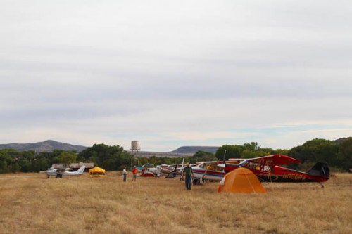 Planes Parked at the Double Circle Airstrip for the Fly-In